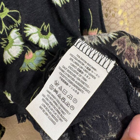 Free People Black Floral Love Potion Open Back Handkerchief Hem Tank Small - Picture 5 of 8